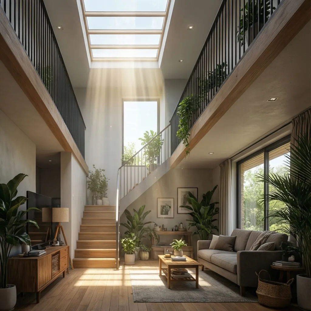 Giếng trời trong nhà ống nhỏ giúp lấy ánh sáng tự nhiên