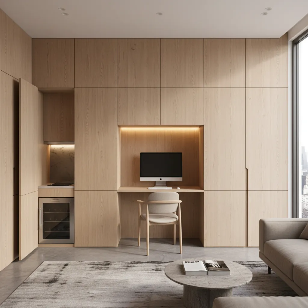 Casa pequeña con soluciones de almacenamiento integradas