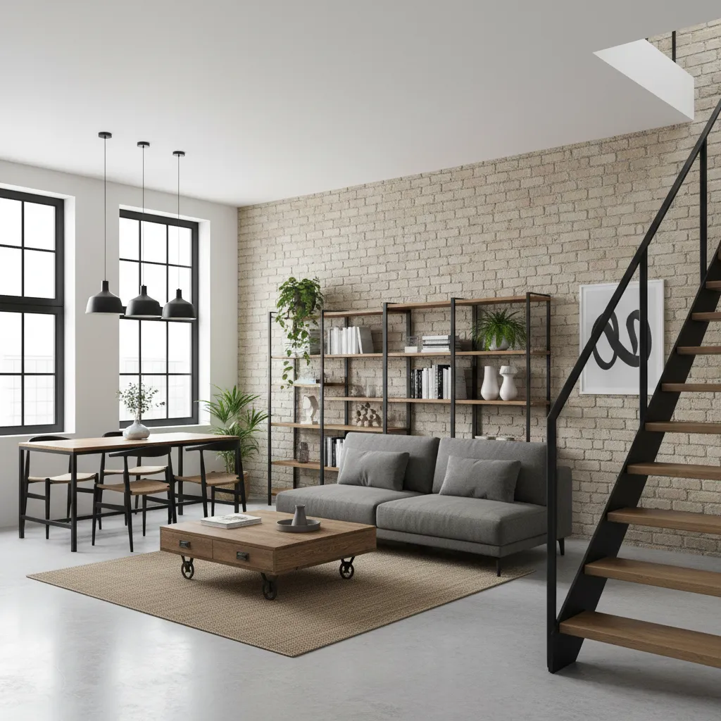 Apartamento pequeño con decoración industrial ligera
