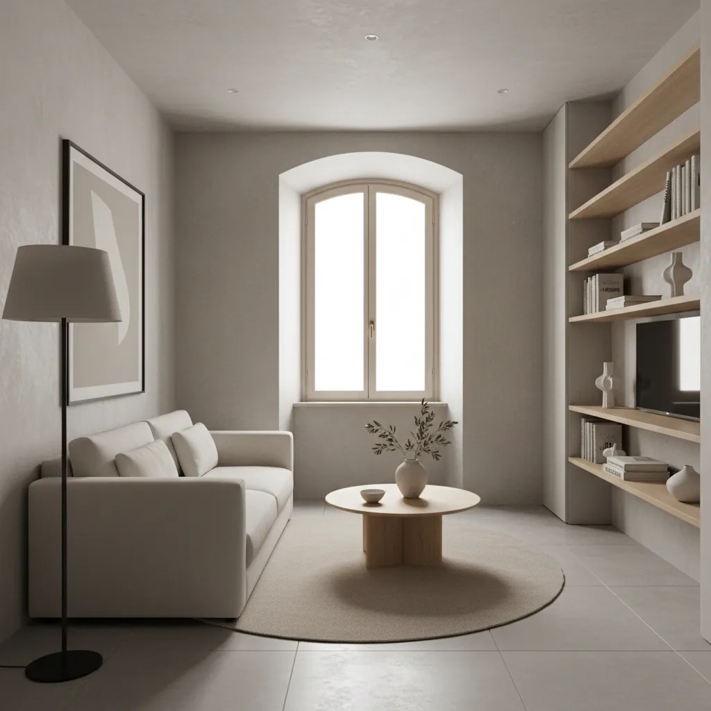 Apartamento pequeño decorado con estilo interior italiano moderno