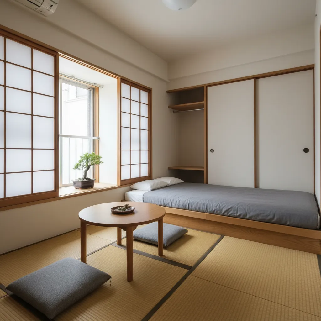 Pequeño apartamento diseñado con estética japonesa minimalista