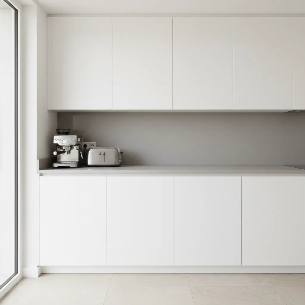 Small kitchen countertop with minimal appliances and organized workspace