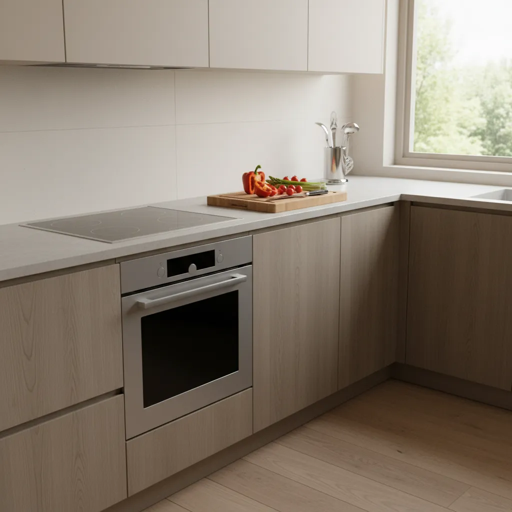 Small kitchen countertop organized with minimal appliances and clear prep space