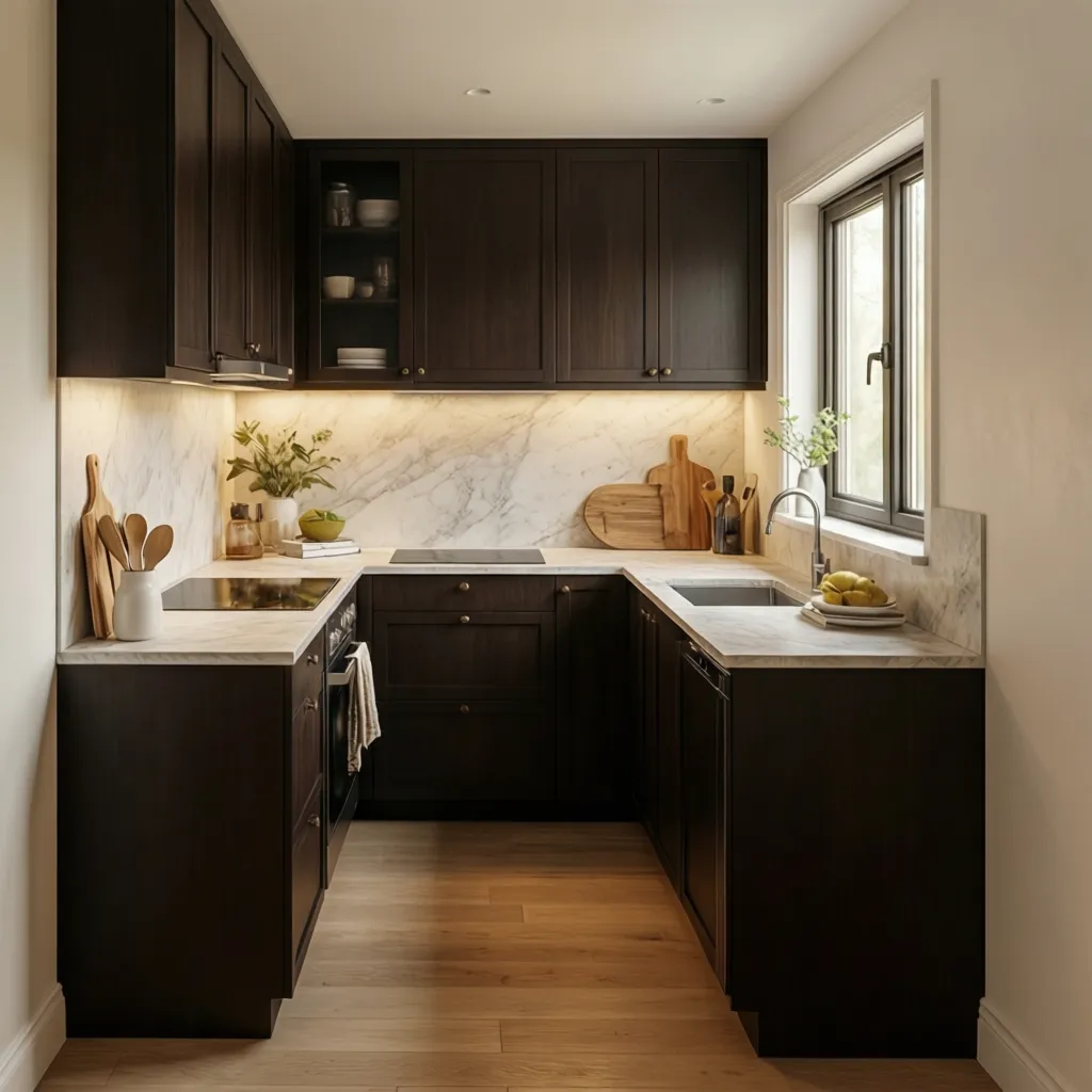 Paint Color for Small Kitchen With Dark Cabinets