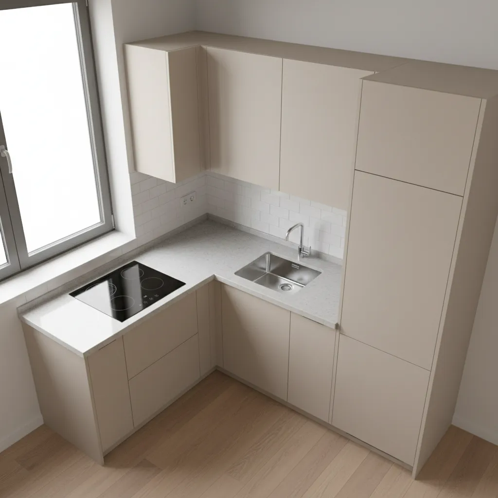 efficient small kitchen layout with organized cooking zones