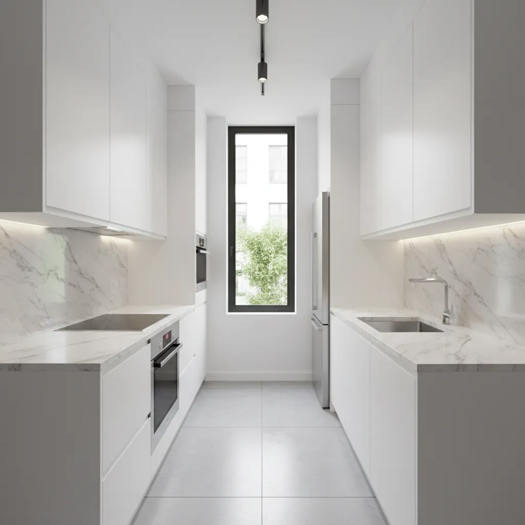 galley style small kitchen layout with efficient workflow