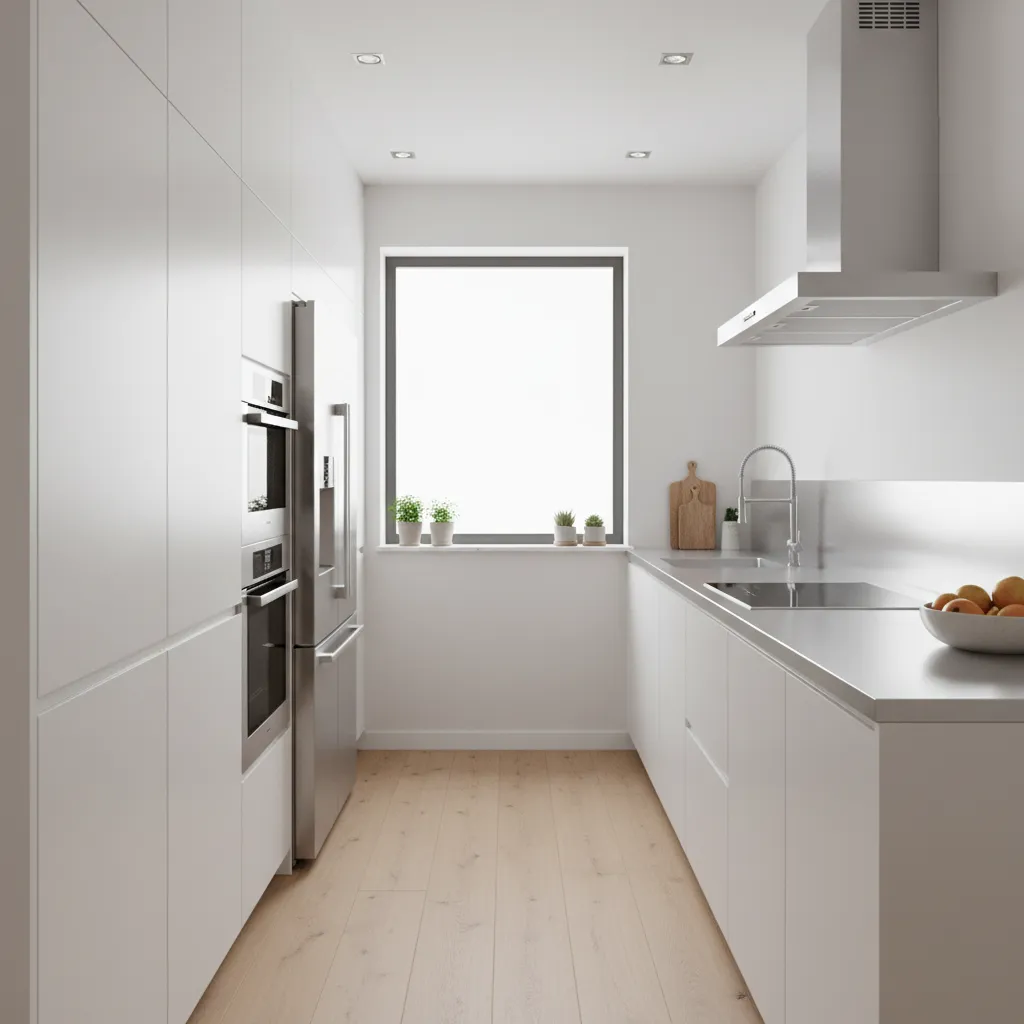 galley kitchen layout ideal for small houses with parallel counters