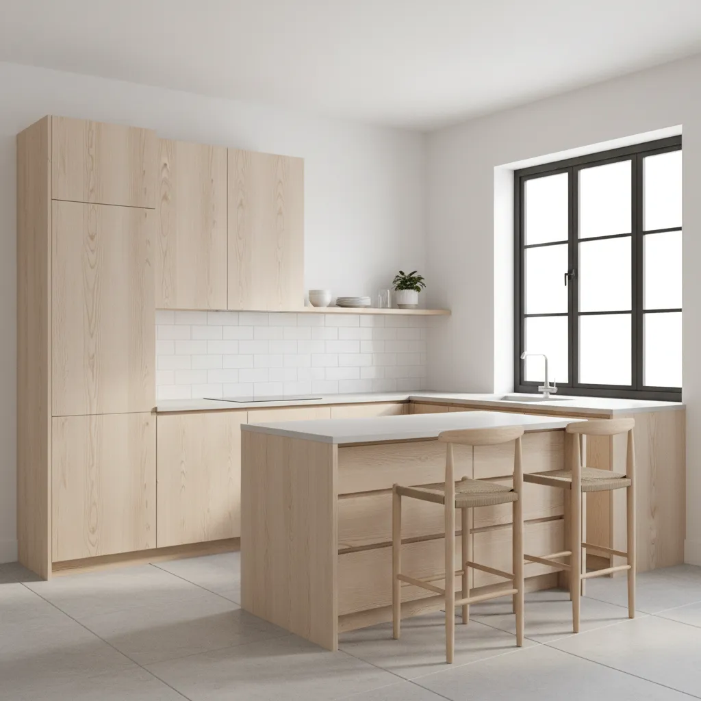 Compact kitchen island with seating and smart storage in small kitchen