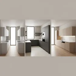 Comparison of three small kitchen room layouts showing galley l shaped and one wall designs