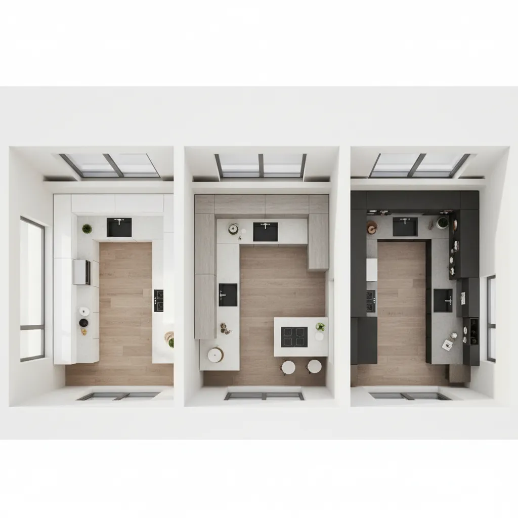 Small Kitchen Layout Comparison for 2-Bedroom Apartments