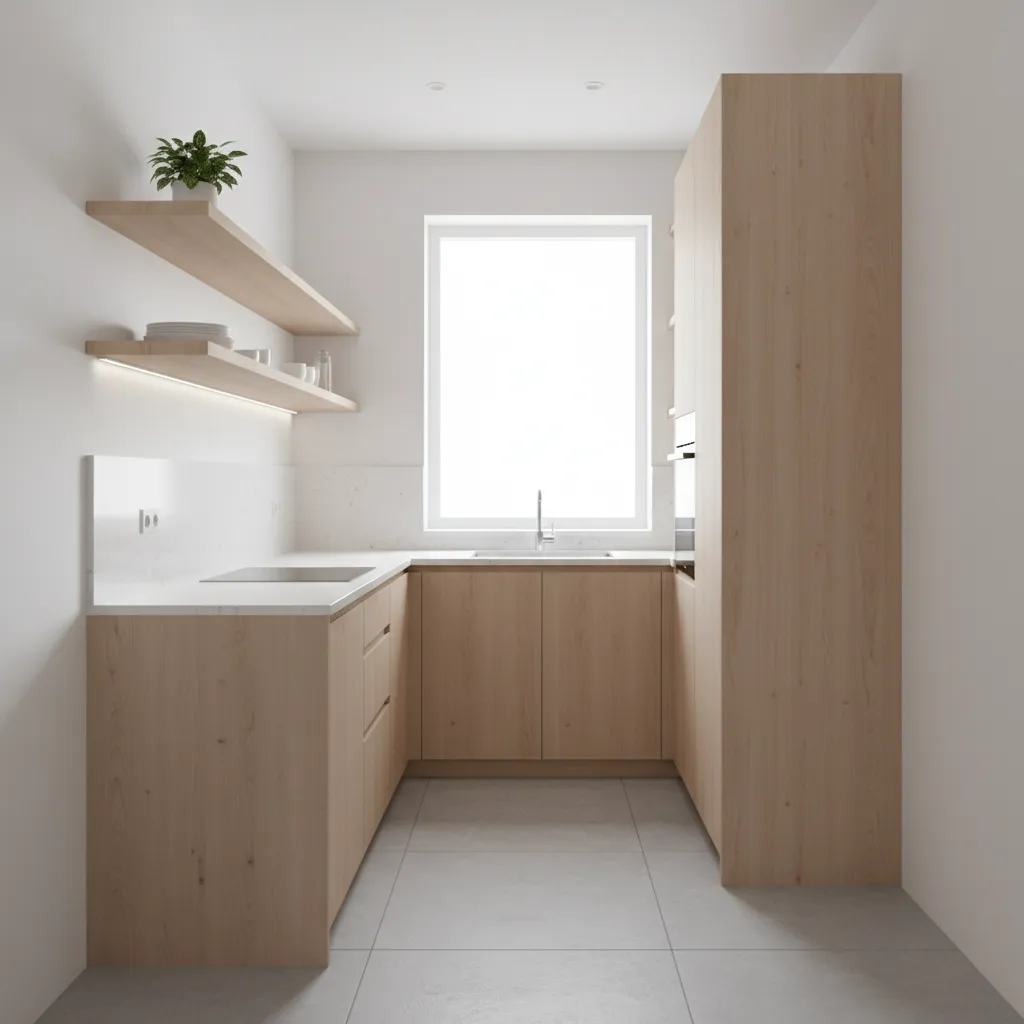 optimized small kitchen layout with compact cabinets and smart storage