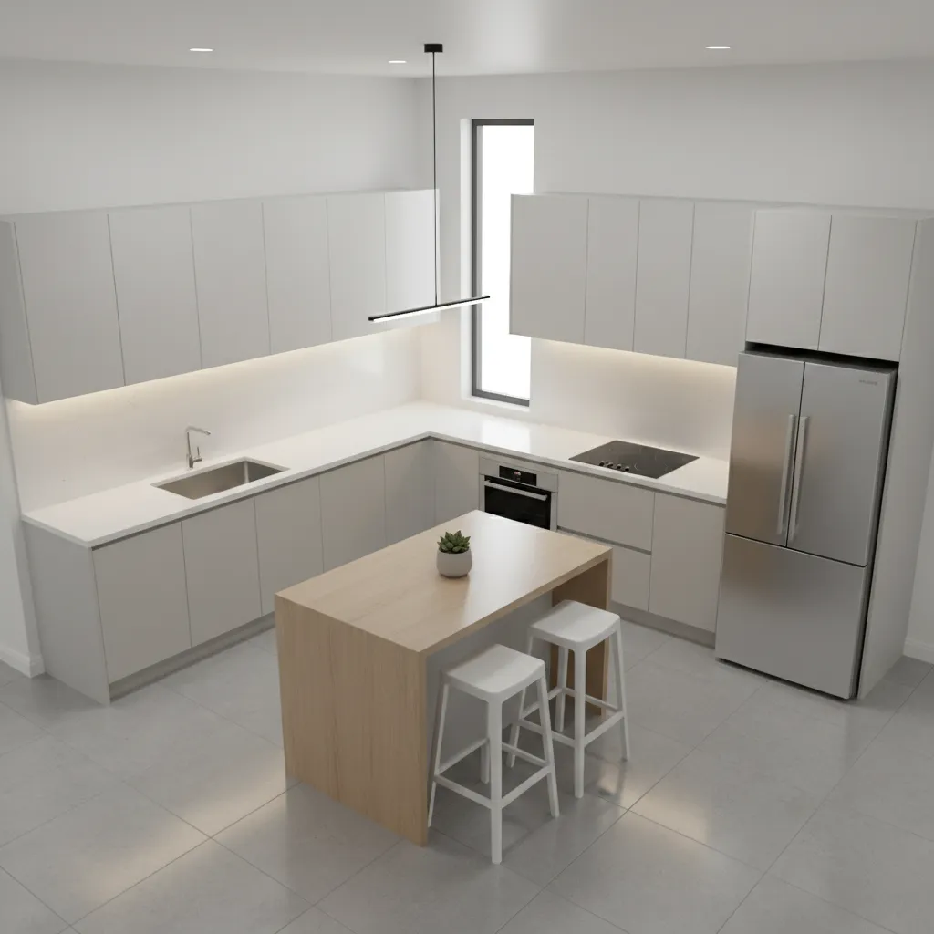 visual planning of small kitchen layout with zones