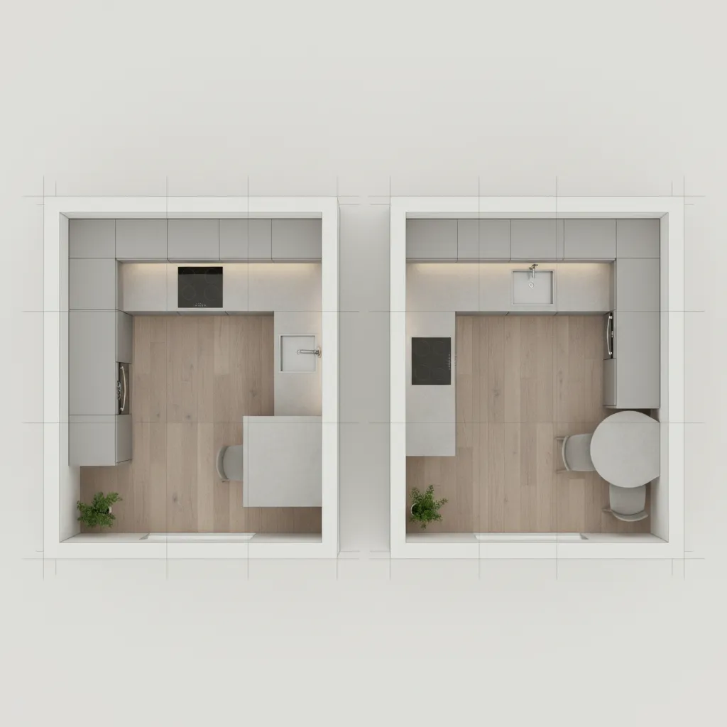 comparison of single wall and L shaped modular kitchen layouts for small spaces