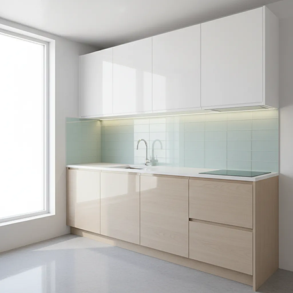 Light colored modular kitchen making a small space appear larger