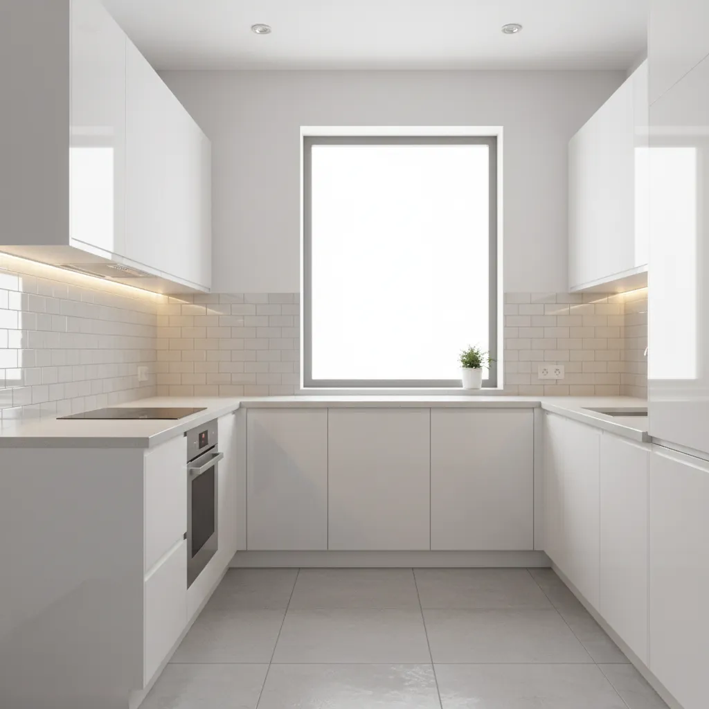 bright light colored modular kitchen making small space appear larger