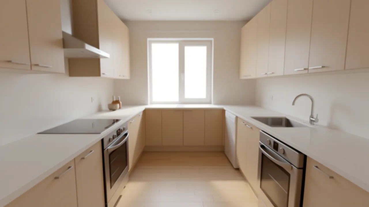 compact modern kitchen with efficient layout in a small apartment