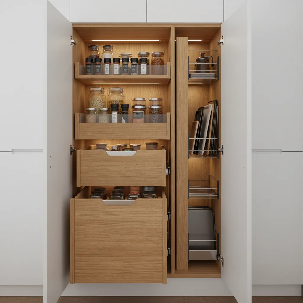 small kitchen cabinet storage solutions with pull out drawers and vertical organizers