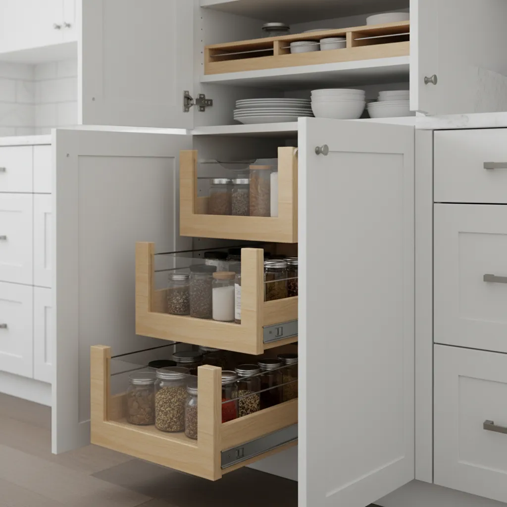 small kitchen white cabinets with pull out storage solutions