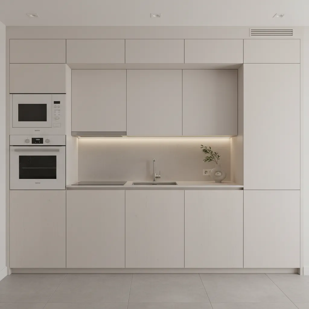 tủ bếp cao kịch trần giúp tăng lưu trữ trong bếp nhỏ