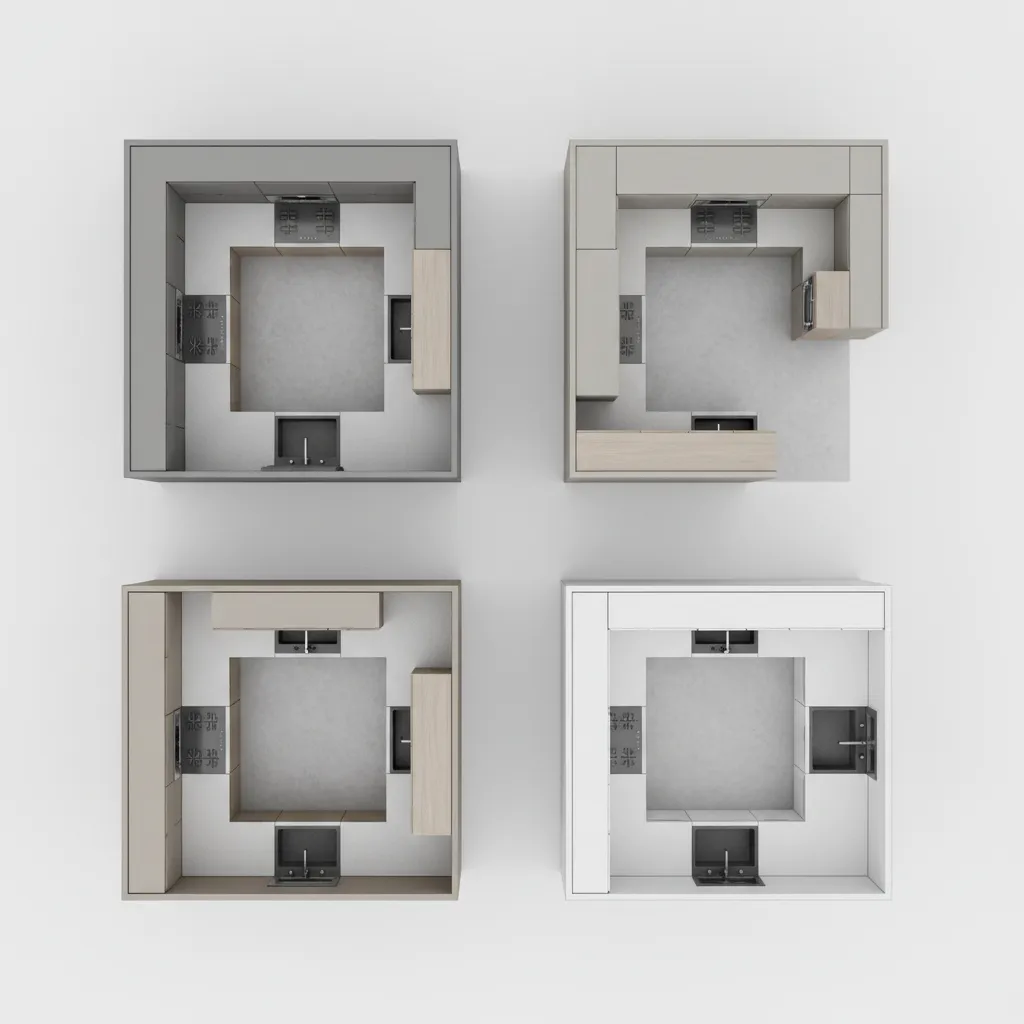 visual comparison of cabinet storage in small kitchen layouts