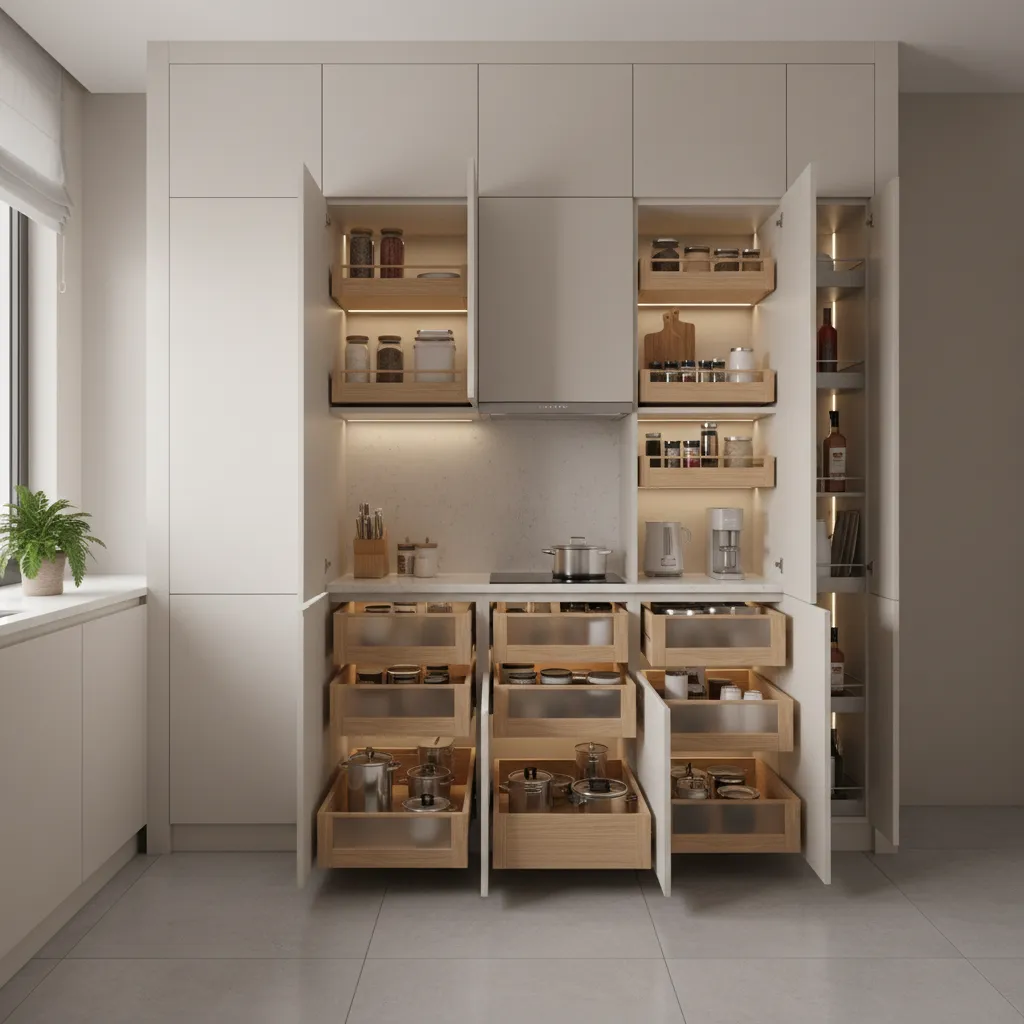 10x10 kitchen storage optimization with drawers and cabinets