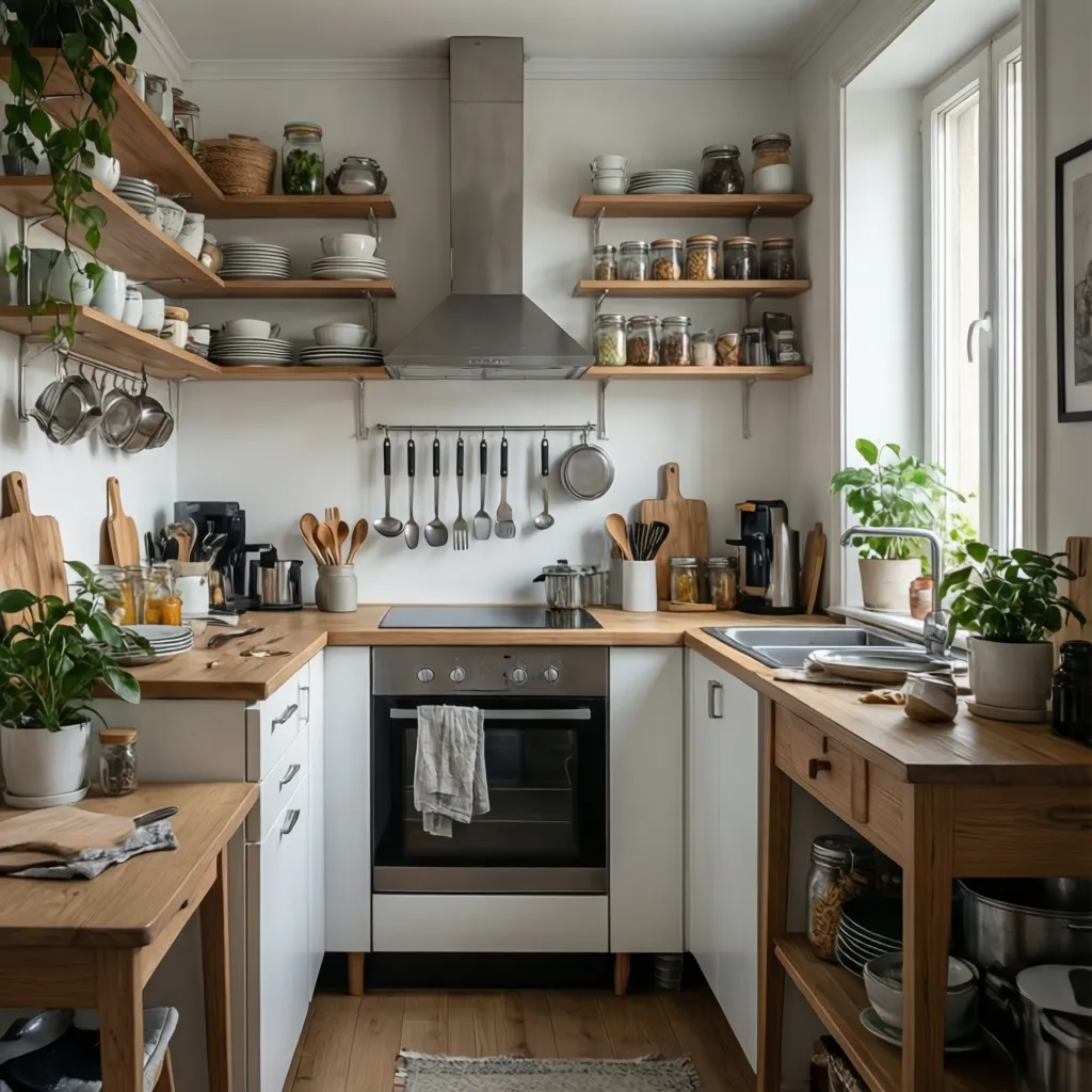 How to Arrange a Small Kitchen Without Cabinets