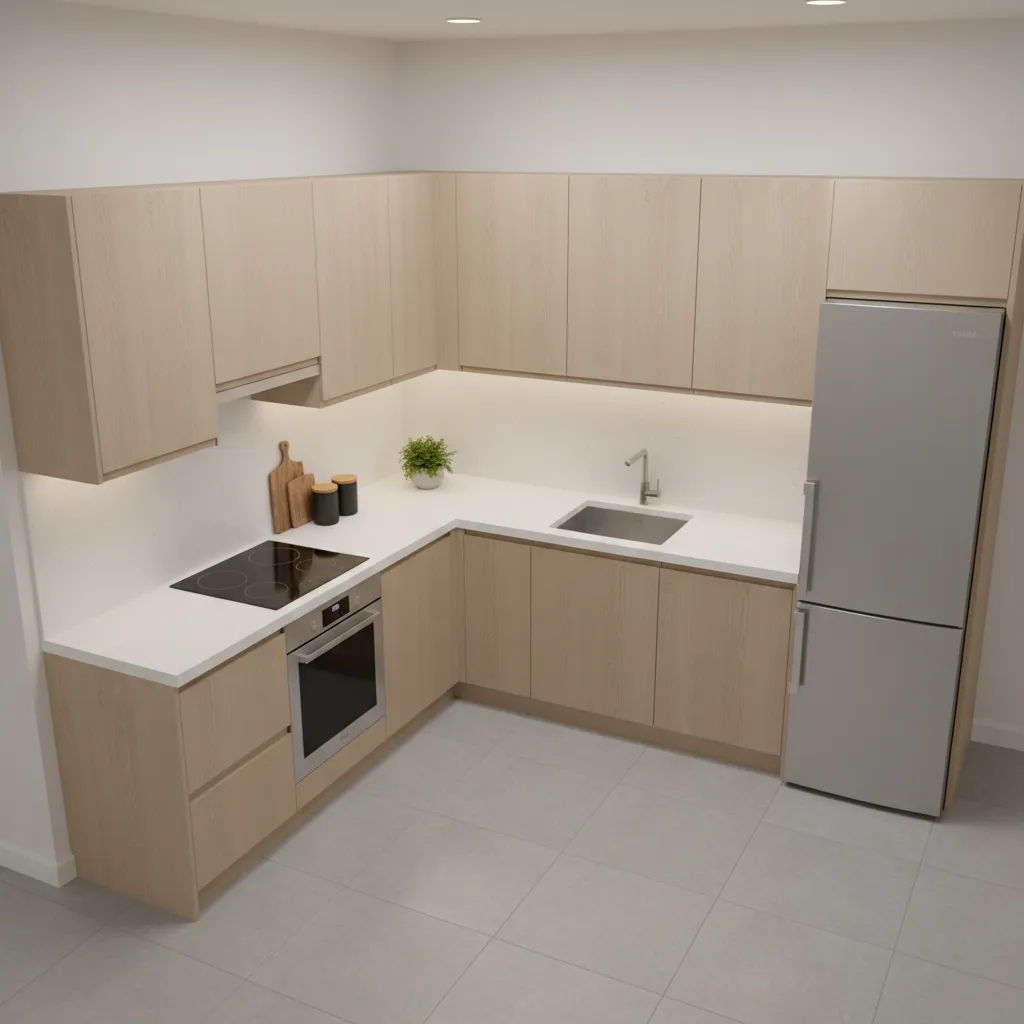 10x11 kitchen workflow zones with sink stove and refrigerator arrangement