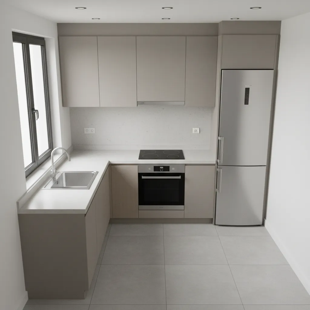 diagram style kitchen layout showing sink stove fridge workflow triangle