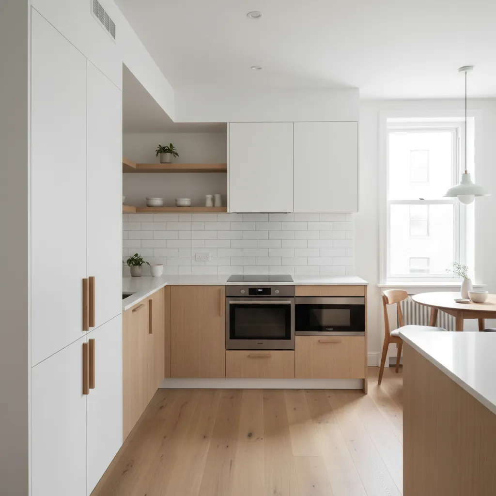 small L shaped kitchen layout with corner pantry cabinet