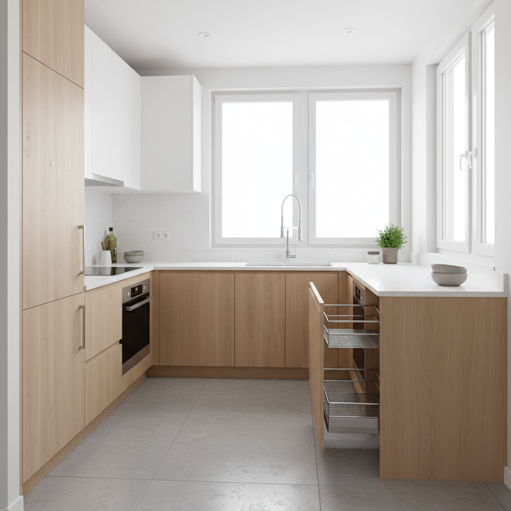 Modular Kitchen for Small L Shaped Kitchen: Fix Corner Space