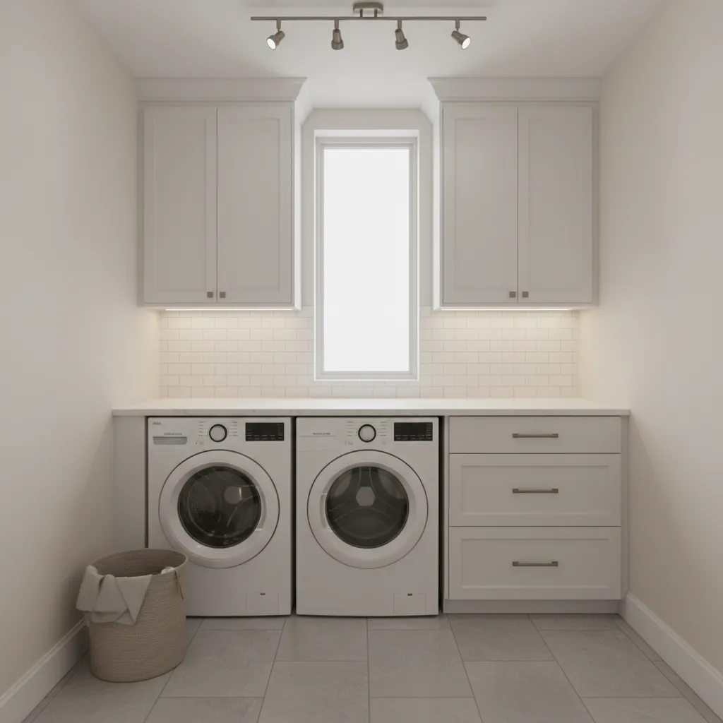 typical small laundry room interior layout with washer dryer