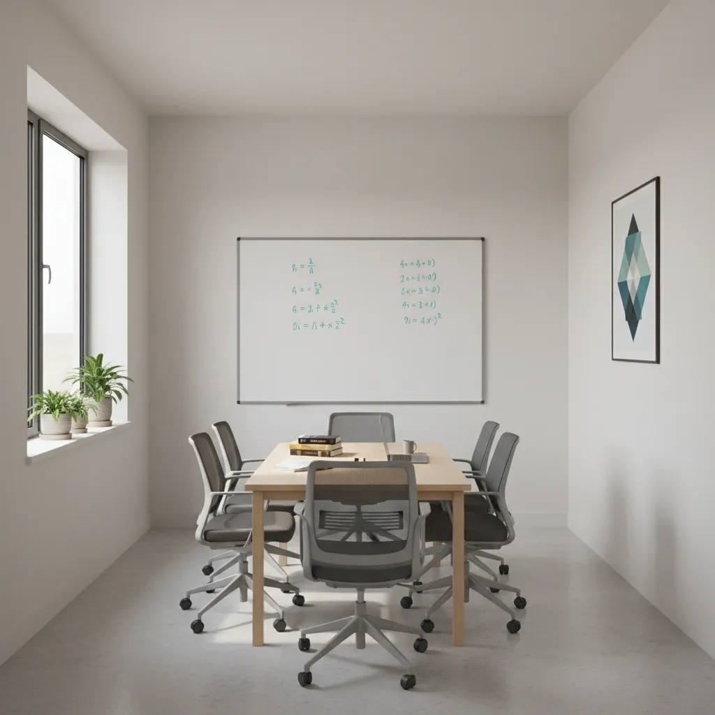 small university library study room with organized table layout and collaborative seating