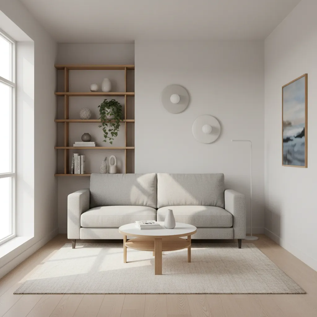 Small living room optimized with furniture layout using room 3D rendering