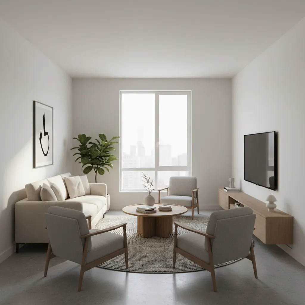 Small Living Room Layout Optimization Using Accent Chairs