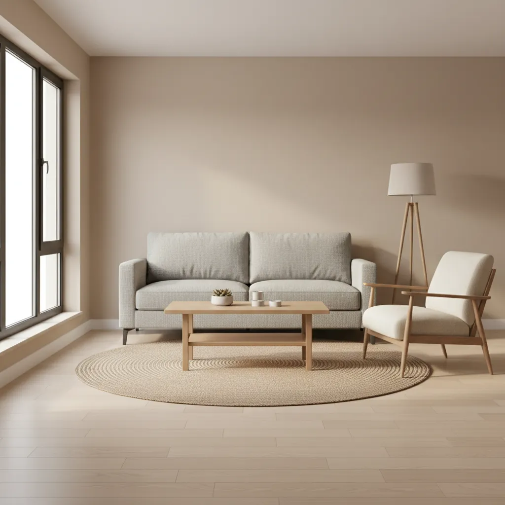 Small living room layout with couch and compact accent chair