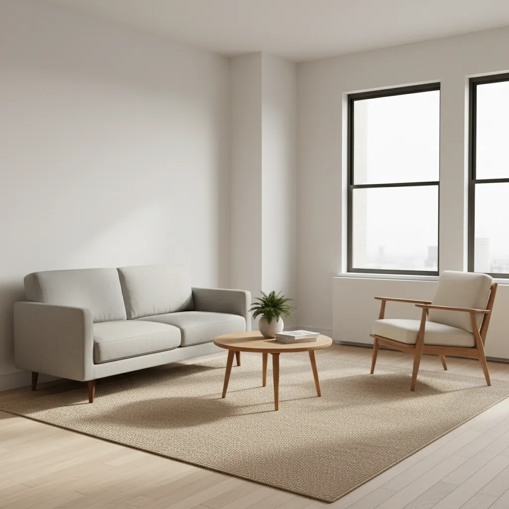 small living room with correctly proportioned accent chair beside sofa