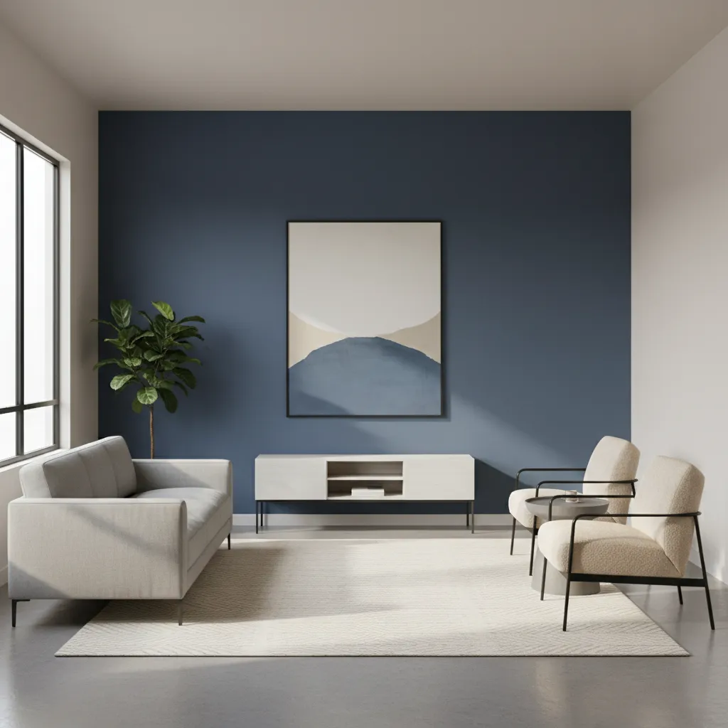 Small living room with subtle darker accent wall adding depth