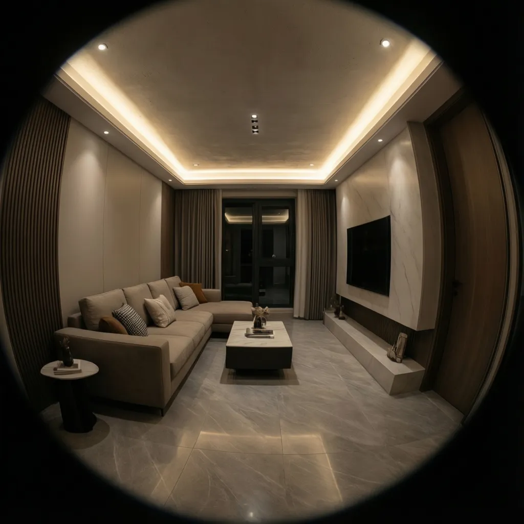 Small living room with simple LED cove ceiling design