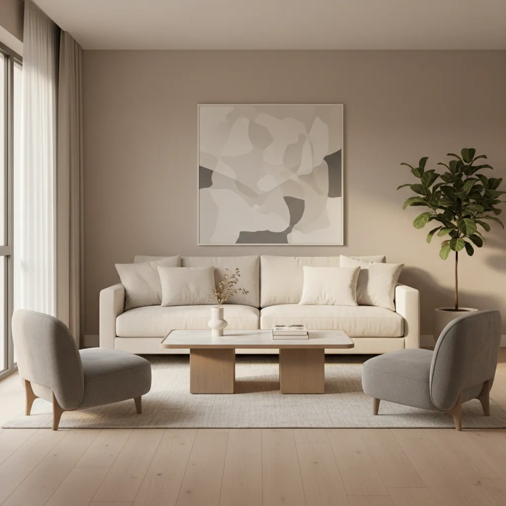 angled accent chairs facing a sofa in a small living room layout
