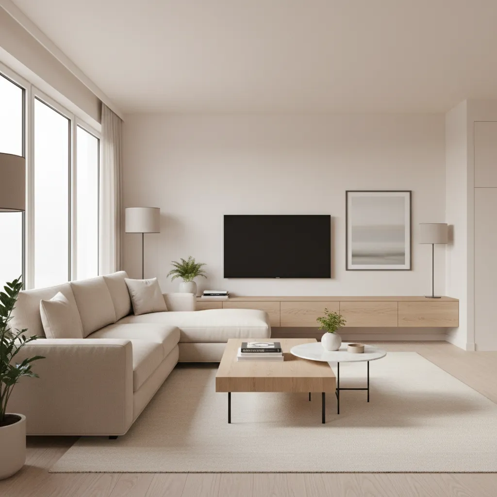 small living room layout using two coffee tables in front of sofa
