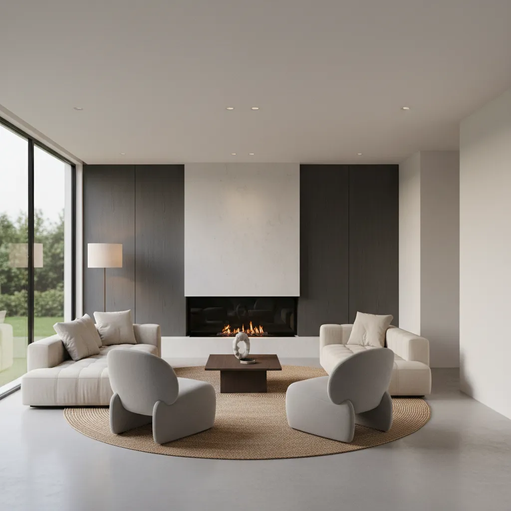 Furniture arranged to allow airflow from fireplace in small living room