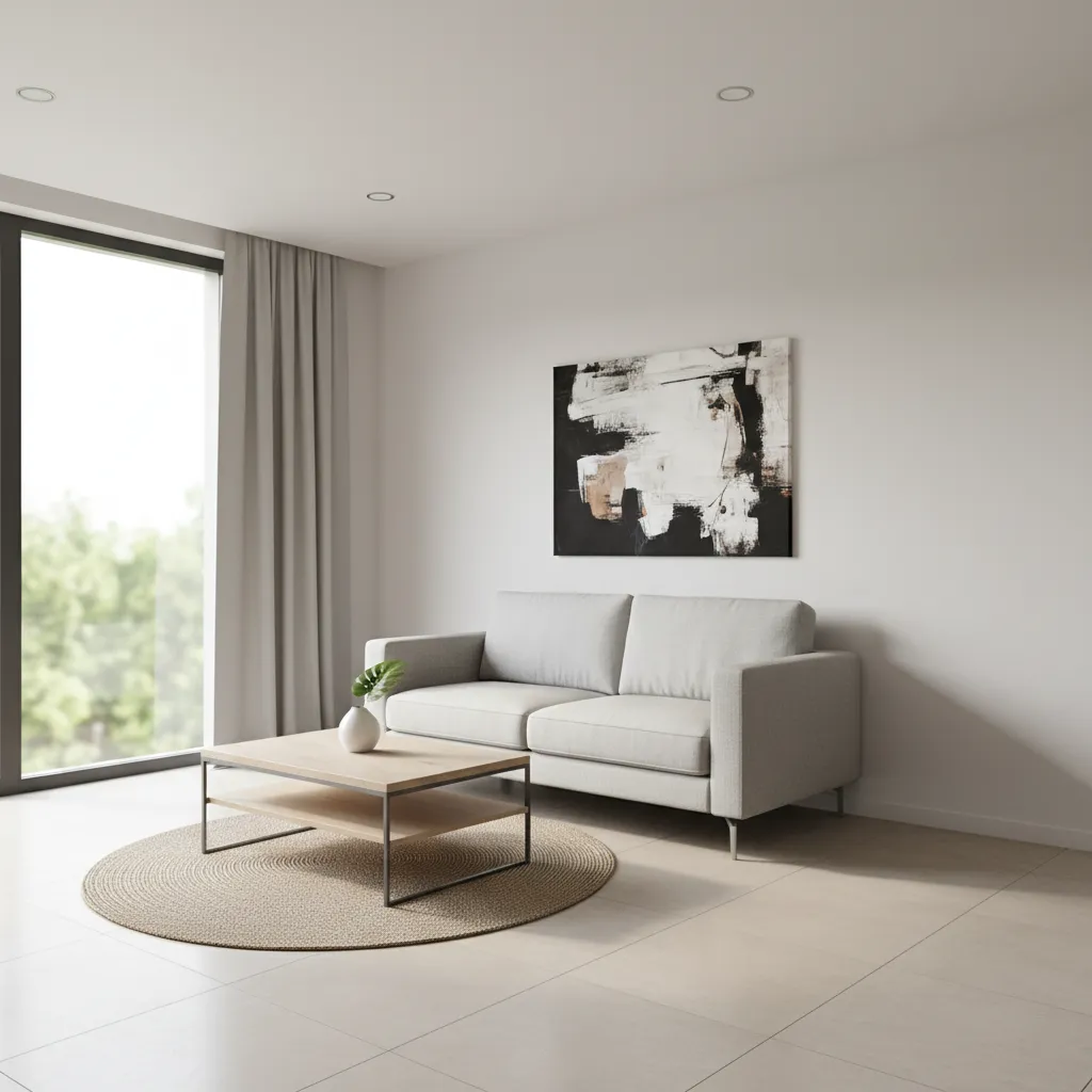 small living room with flat ceiling and recessed lighting layout