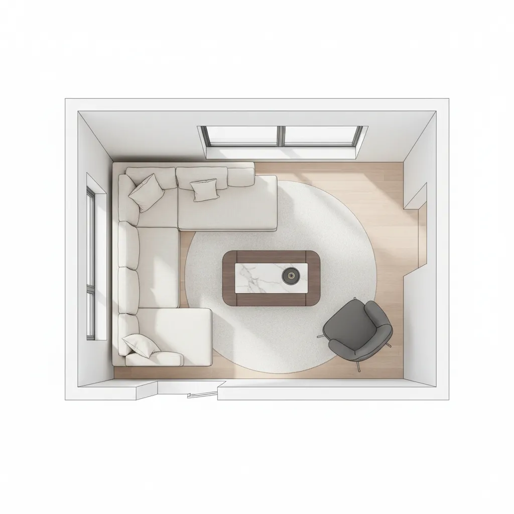 Furniture layout diagram for small luxury living room