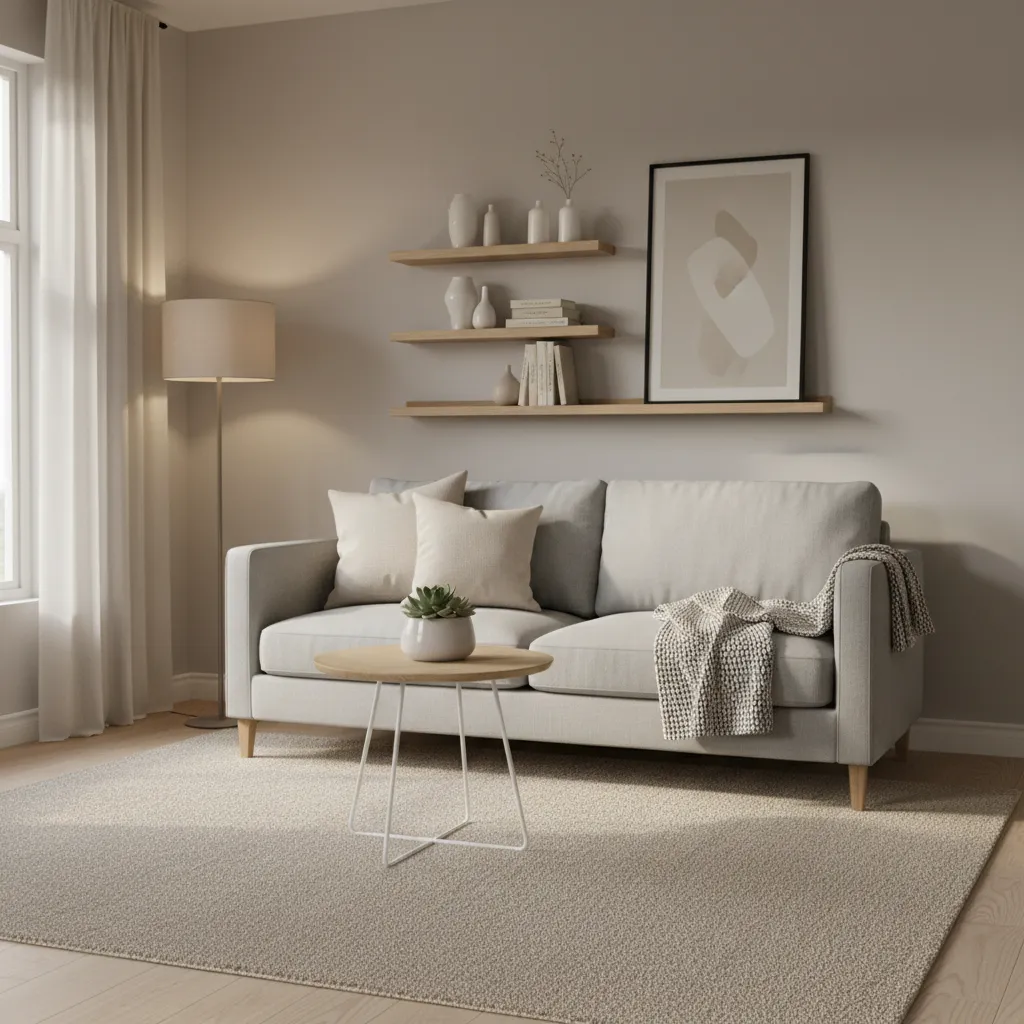 compact living room with apartment scale furniture layout