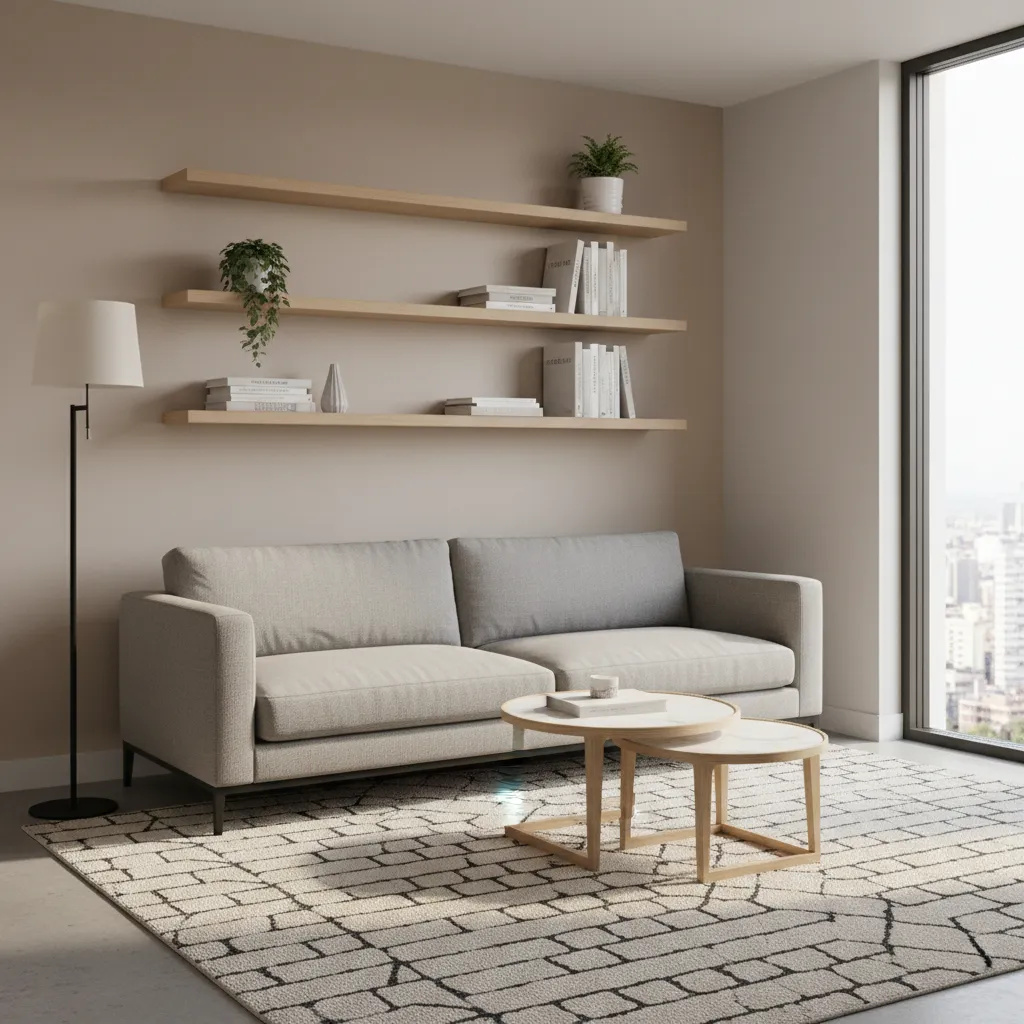 Compact apartment scale furniture used in ultra small living room