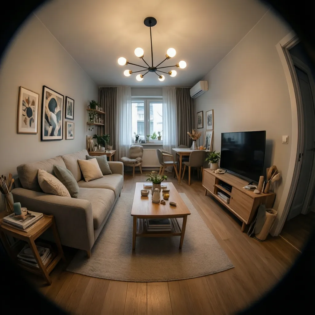 Compact chandelier design for small living room