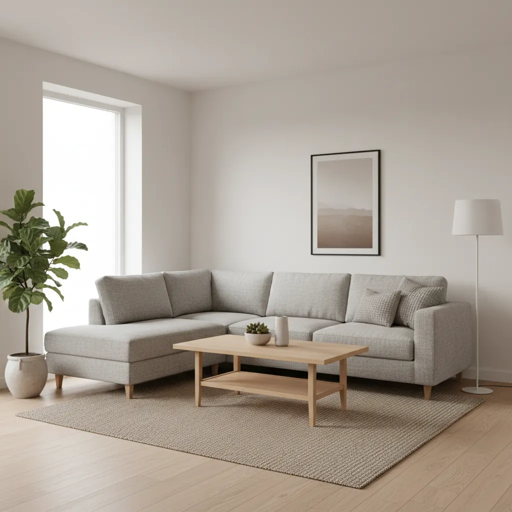 Small apartment living room with corner L shape sectional sofa