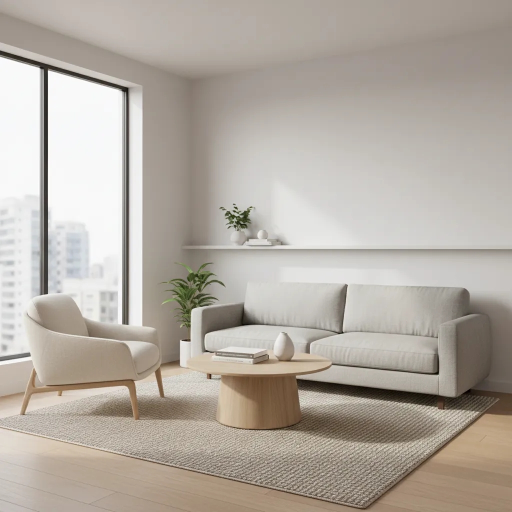 small apartment living room with smart furniture layout and compact seating area