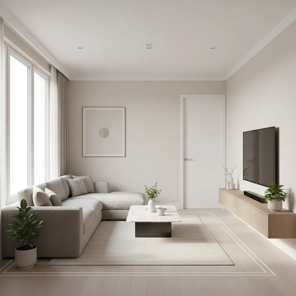 Small living room furniture layout optimized using digital floor planning