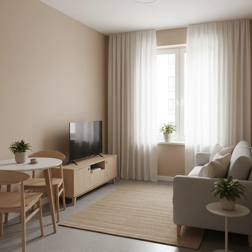 Salón pequeño con distribución complicada de muebles